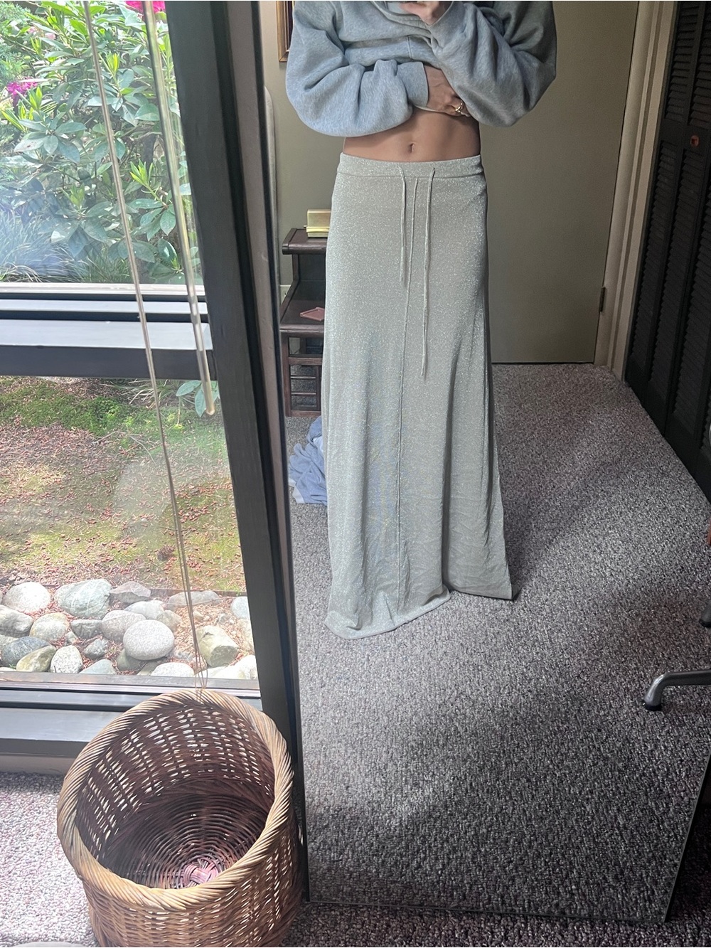 DISSH Sparkle Drawstring Maxi Skirt - gold